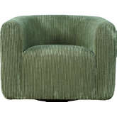 Biggs Curved Barrel Swivel Accent Chair in Forest Green Corduroy Fabric